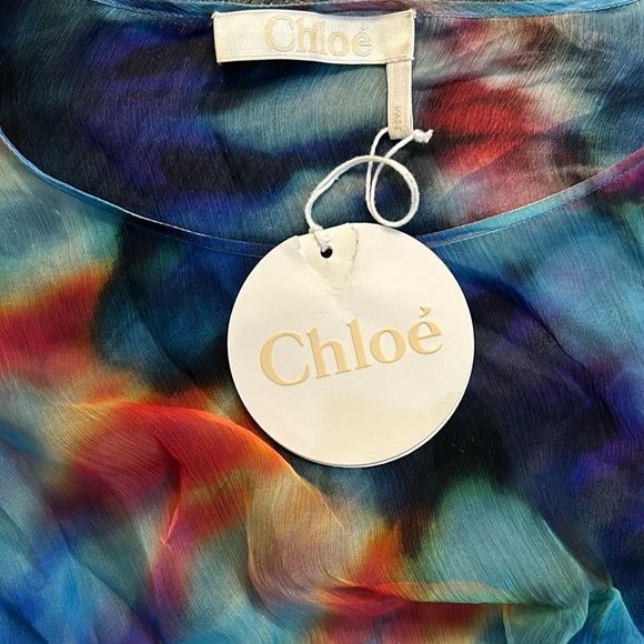 Chloe Tie Dye Silk Caftan & Maxi Slip dress Blue Multicolor Size 38 $4032 NEW - Picture 8 of 10